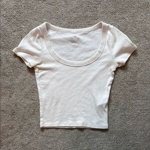 Hollister Women's White Scoop neck Top